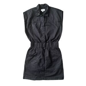 Pistola Rosie Smocked Solid Black Short Sleeve Utility Mini Dress Size Small